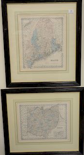 Group of five J.H. Colton framed maps to include Vermont, New hampshire, Maine, Ohio, Hawaii.sight sizes 14" x 17" - 16.5" x 14". Provenance: Property