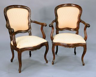 Pair of Louis XV style arm chairs.