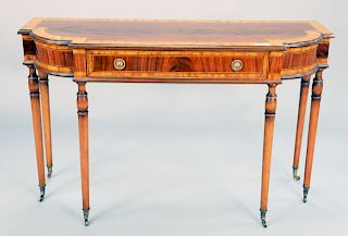 Maitland Smith inlaid mahogany hall table with drawer. ht. 32 in., top: 19" x 52".