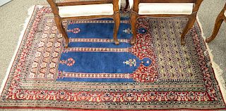 Oriental throw rug (some wear). 4' x 5' 10"