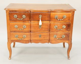 Louis XV style fruitwood commode. ht. 32 1/2 in. top: 23" x 43".