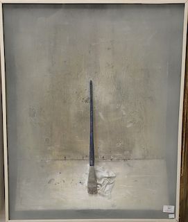 Alexandre Zlotnik (b. 1940), painting, mixed media sculpture, paint brush, signed on verso, 30.5" x 24".
