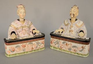 Pair of bisque nodders, hand painted and marked "Ardalt Japan." Ht. 8 1/2 in., Wd. 7 in.