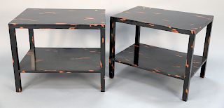 Pair of Japanese Negoro style lacquer occasional tables, two tier tables. ht. 22 in., wd. 30 in., dp. 22in. Provenance: An Estate fr...