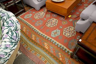 Woven flatweave carpet, 10' x 13' 7"
