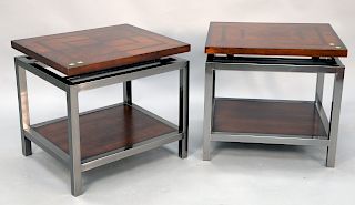 Pair of contemporary side tables. Ht. 25 in., Top: 23 in. x 27 in.