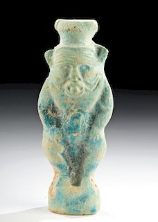 Egyptian Late Dynastic Glazed Faience Amulet - Bes