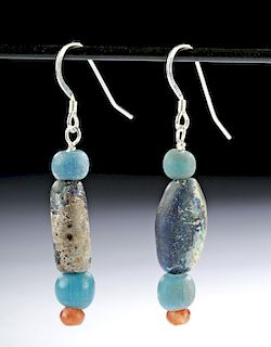 Viking Glass Bead / Sterling Silver Earrings