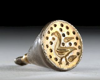 Byzantine Silver Pendant Seal with Bird - 16 g