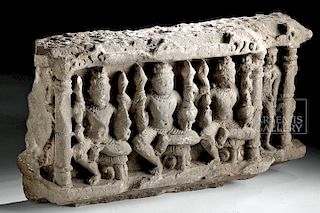 10th C. Indian Stone Relief Carving - Vishnu & Yakshi