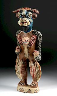 20th C. Mexican Ocumichu Pottery Figure - Demon