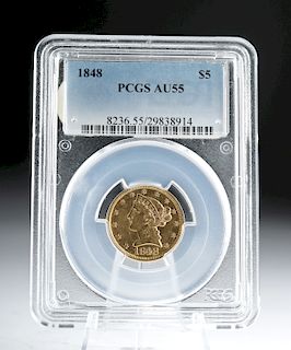 USA 1848 $5 Gold Liberty Head Coin