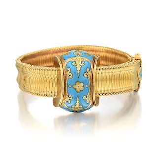 Victorian Gold and Enamel Slide Bracelet