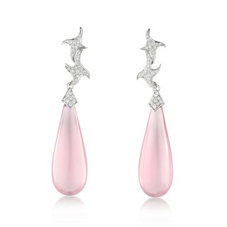 Mimi Milano Pink Quartz and Diamond Drop Earrings