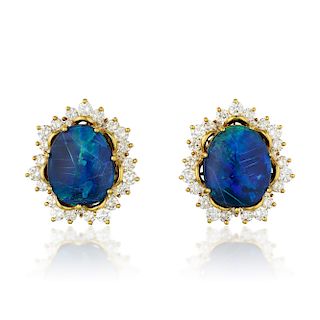 Kurt Wayne Opal and Diamond Earrings