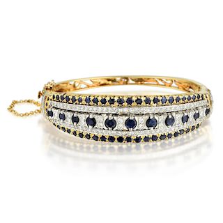 A Sapphire and Diamond Bangle Bracelet