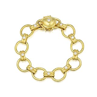 Elizabeth Locke Hammered Gold Diamond Link Bracelet