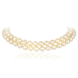 A Cultured Pearl Double Strand Necklace
