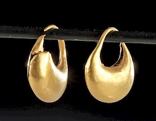 Pair of Roman Gold Crescent Earrings - 2.3 g