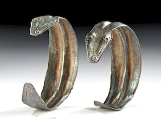 Lot of 2 Viking Silver Bracelets w/ Snake Heads 32.7 g