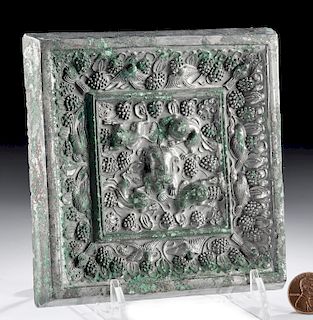 Chinese Tang Dynasty Silvered Bronze Square Mirror