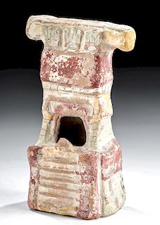 Rare Aztec Polychrome Temple Model