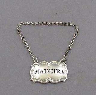 Victorian Silver Madeira Label