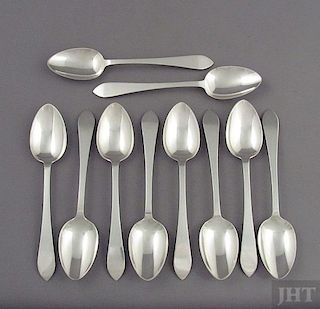 Set of 10 Tiffany Sterling Silver Teaspoons