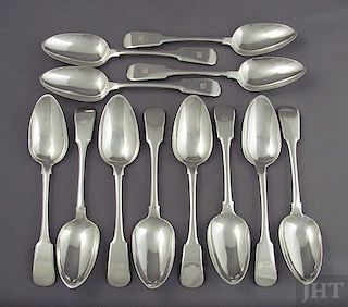 Set of 12 Scottish Provincial Silver Tablespoons Aberdeen