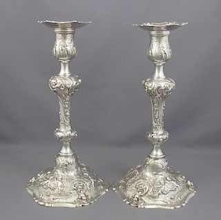Rococo Sterling Silver Candlesticks