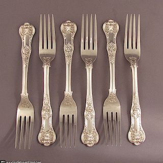 Six Victorian Queens Pattern Dinner Forks