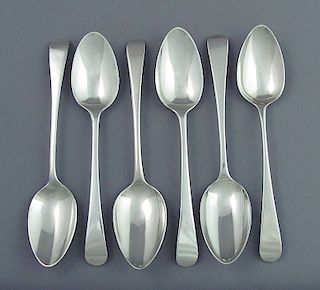 Six George III Sterling Silver Dessert Spoons