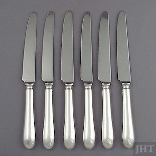 Set of 6 Old English Silver Dinner Knives