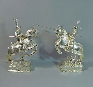 Pair of German Silver Knights on Horseback