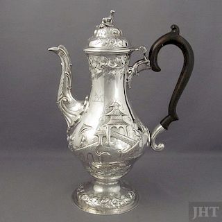 George III Chinoiserie Silver Coffee Pot