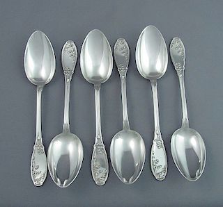 Six French Sterling Silver Dessert Spoons