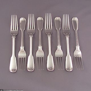 8 Victorian Fiddle Thread Pattern Dinner Forks