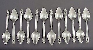 12 Georg Jensen Acorn Pattern Fruit Spoons