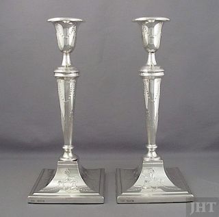 Pair of English Sterling Silver Candlesticks