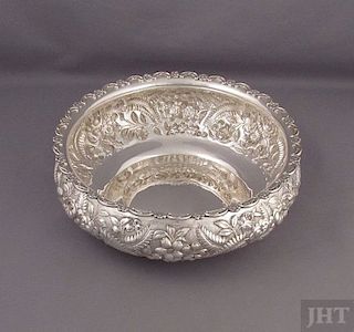 Repousse Sterling Silver Rose Bowl