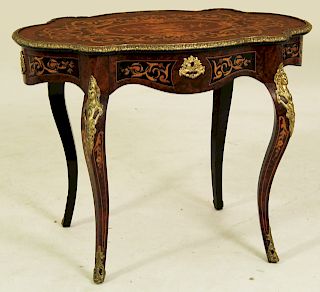 LOUIS XV STYLE MARQUETRY SALON TABLE