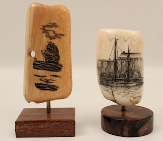 2 SIGNED PIECES OF SCRIMSHAW