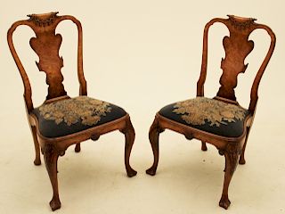 PR. OF ENGLISH QUEEN ANNE STYLE CHAIRS