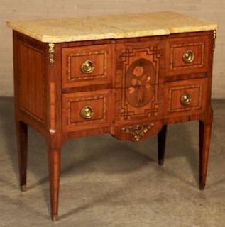 FRENCH MARQUETRY 2 DRAWER COMMODE