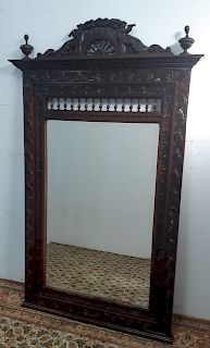FRENCH CARVED OAK BRITTANY STYLE MIRROR