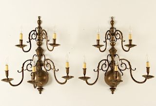 PR OF LESTER BERRY BRASS WALL SCONCES