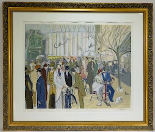Isaac Maimon French Street Scene Lithograph