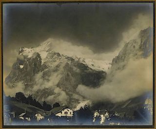 19C Wetterhorn Grindelwald Silver Tone Photograph