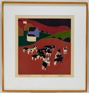 Woody Jackson Modernist Pastoral Cow Lithograph