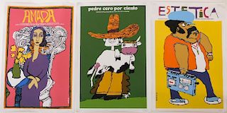 3PC Eduardo Munoz Bachs Modernist Cuban Posters